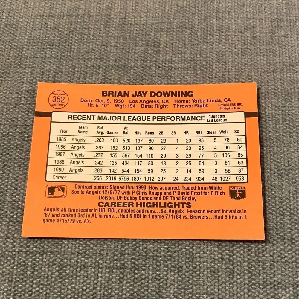 1990 Donruss Anaheim Angeles Baseball Card Trading Card